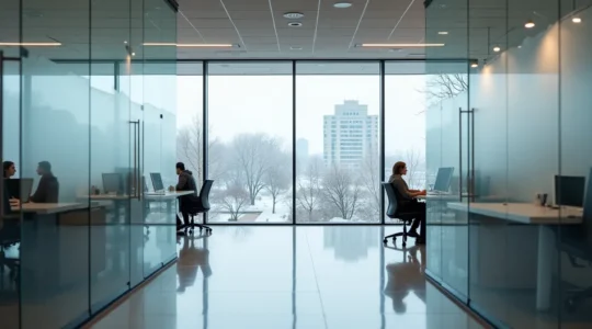 Espace de travail professionnel moderne et impeccablement propre à Québec illustrant l'importance stratégique de la propreté pour les entreprises