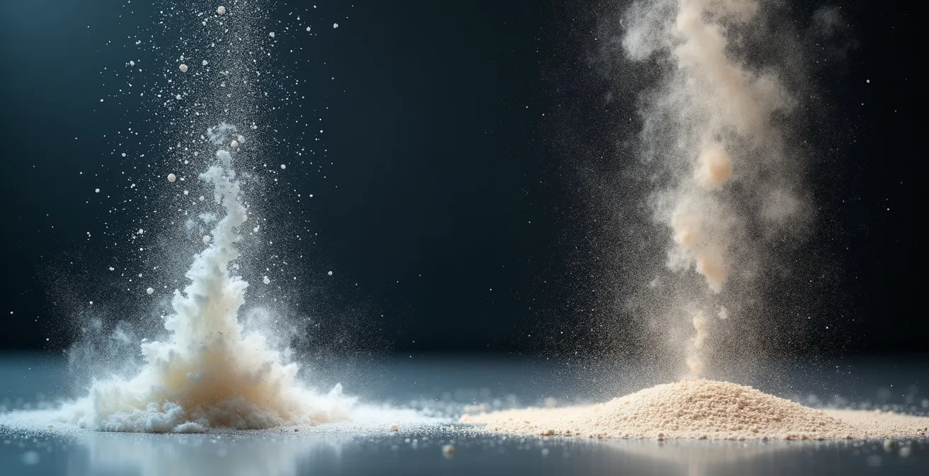 Diagramme comparatif montrant la technique professionnelle de dépoussiérage du haut vers le bas avec microfibre versus dispersion de poussière.