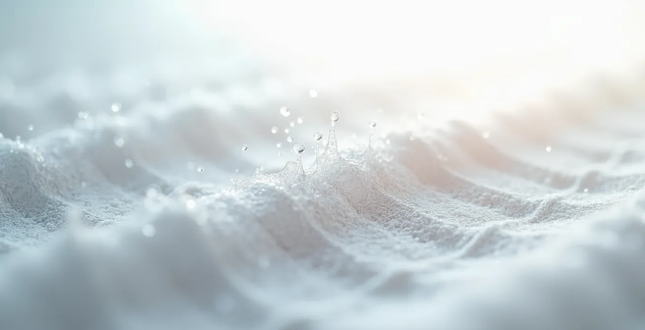 Comparaison visuelle abstraite entre pulvérisation d'eau chaude et aspiration, montrant l'efficacité de la technique d'injection-extraction professionnelle