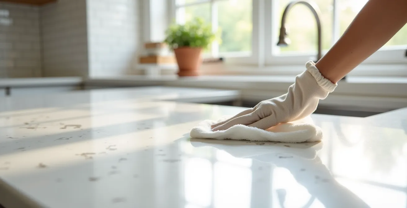 Surface brillante et propre nettoyée avec des produits non abrasifs, préservant l'éclat sans rayures
