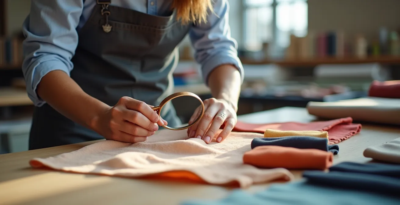 Vue microscopique comparative de fibres de soie et velours montrant leur structure délicate