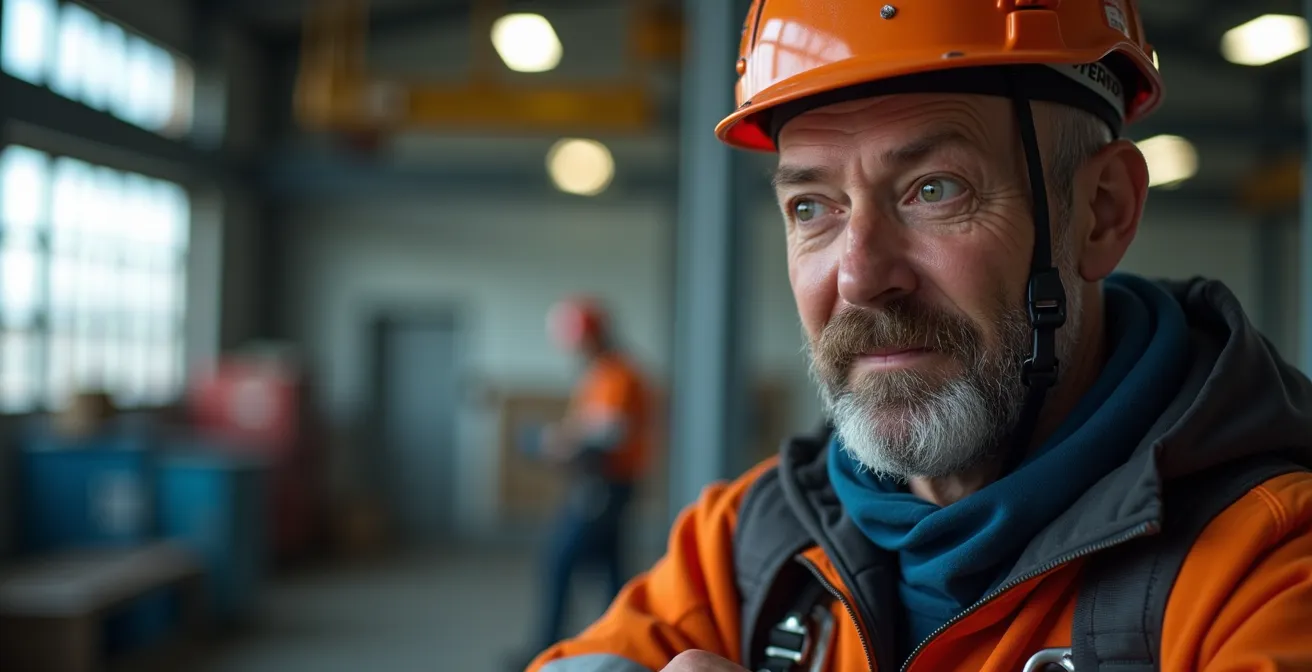 Cordiste professionnel vérifiant son équipement de sécurité avant une intervention