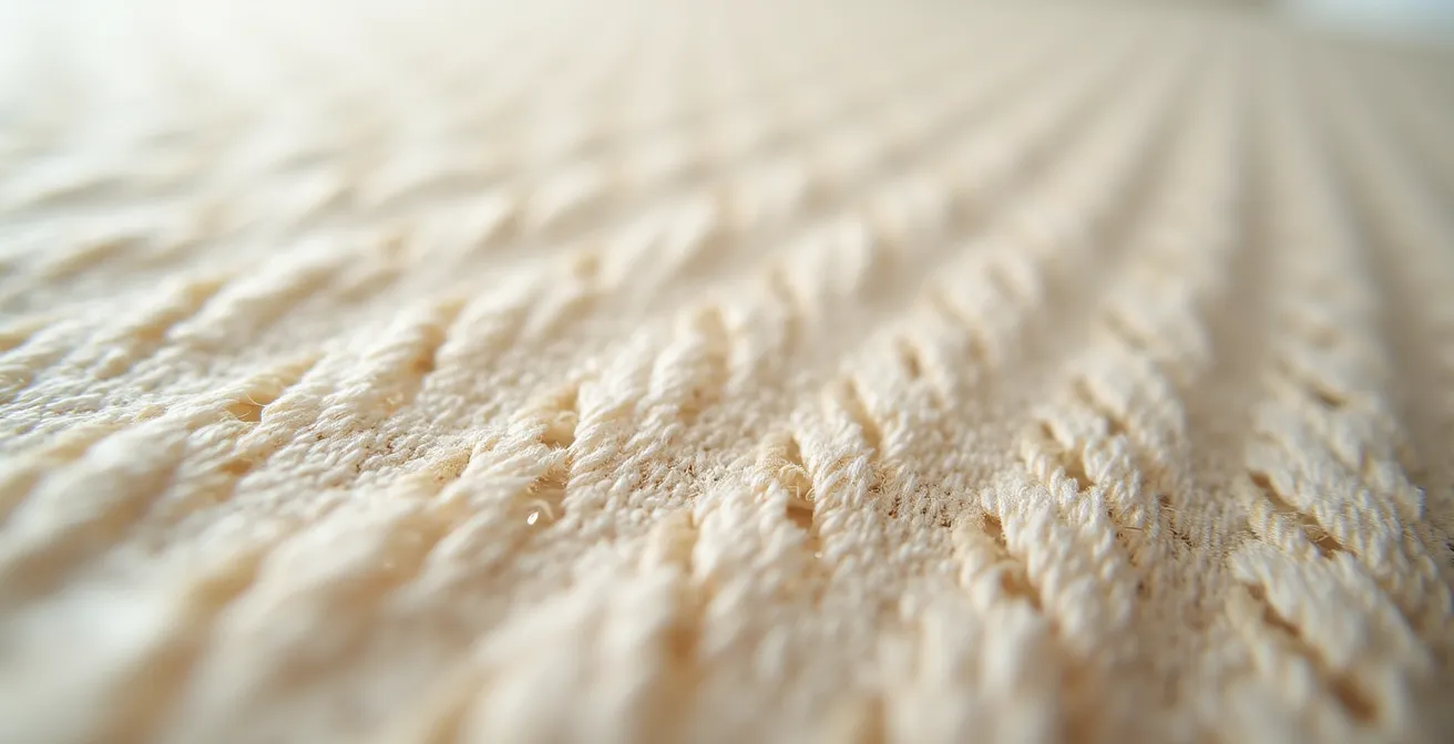Vue macro de la texture d'un tissu de rideau traité anti-UV