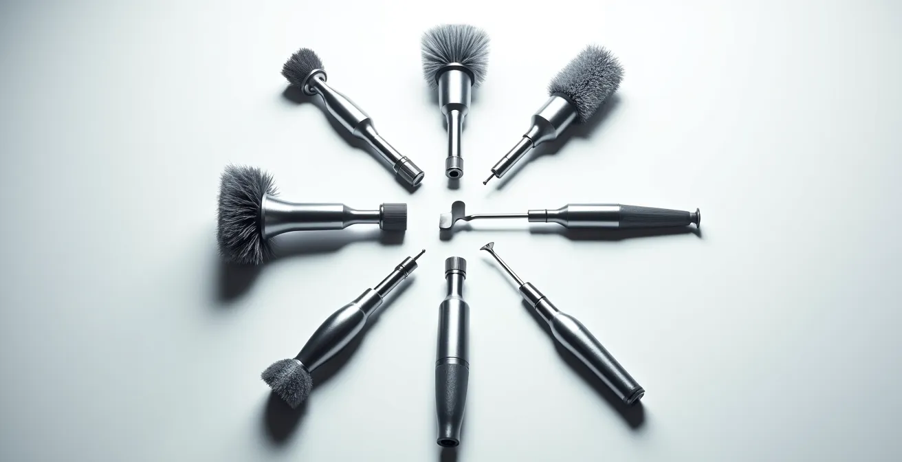 Arrangement professionnel d'outils de nettoyage spécialisés pour équipements médicaux