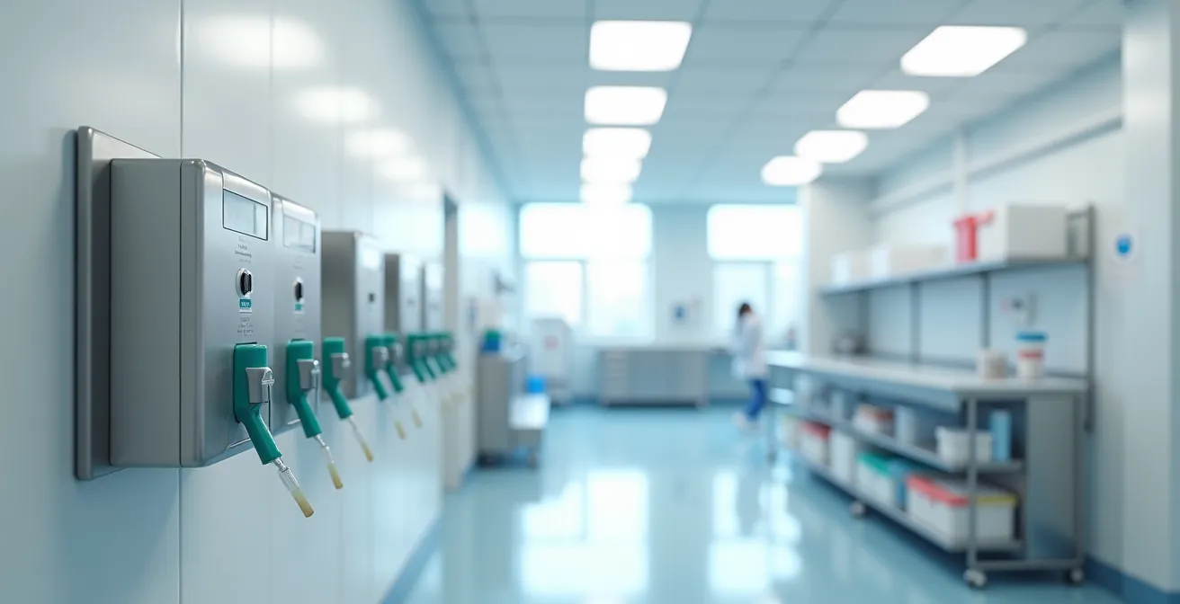 Système de dilution mural automatisé dans une salle de préparation hospitalière